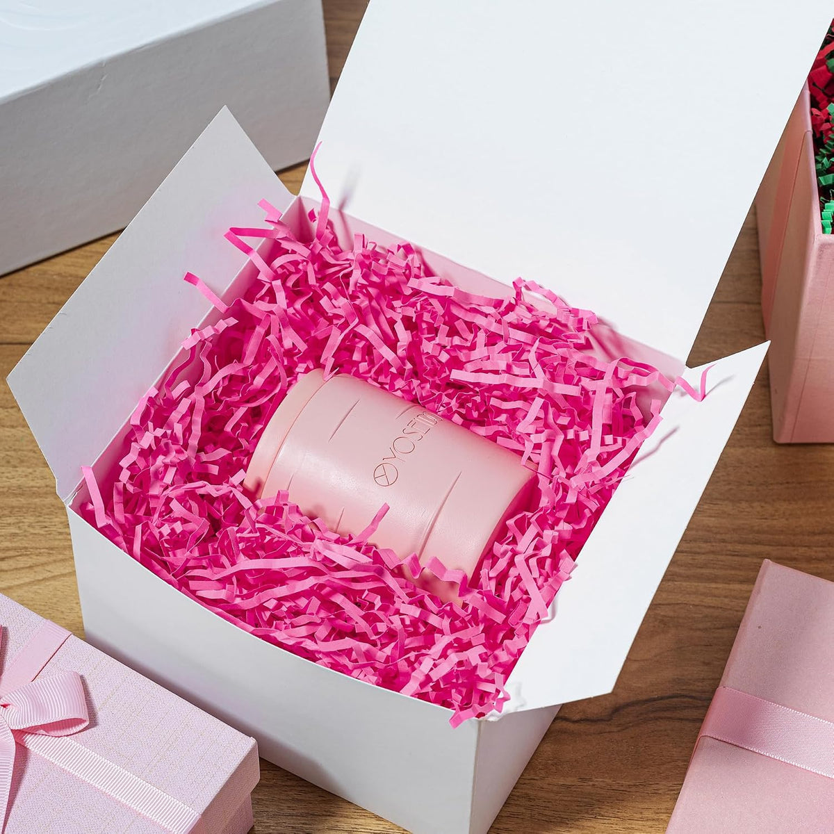 1 LB Crinkle Paper Filler Pink Shredded Paper for Gift Box Basket