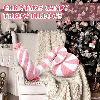 3 Pcs Christmas Pink Throw Pillows, Candy Shapes