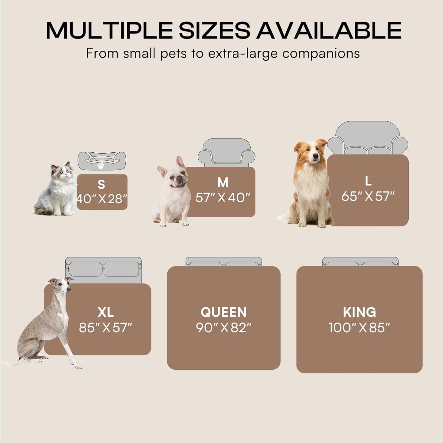 Luciphia Waterproof Pet Blanket, Liquid Pee Proof Dog Blankets for Sofa Bed Couch, Reversible Sherpa Fleece Furniture Protector Cover for Small Medium Large Dogs Cats,Khaki X-Large（85" x 57"）