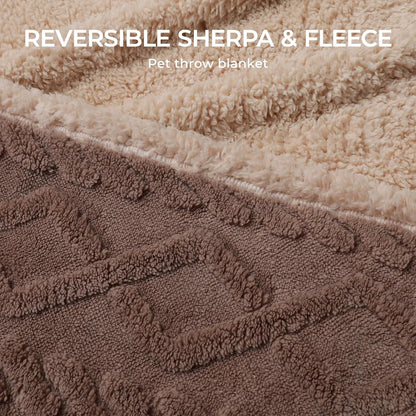 Luciphia Waterproof Pet Blanket, Liquid Pee Proof Dog Blankets for Sofa Bed Couch, Reversible Sherpa Fleece Furniture Protector Cover for Small Medium Large Dogs Cats,Khaki X-Large（85" x 57"）