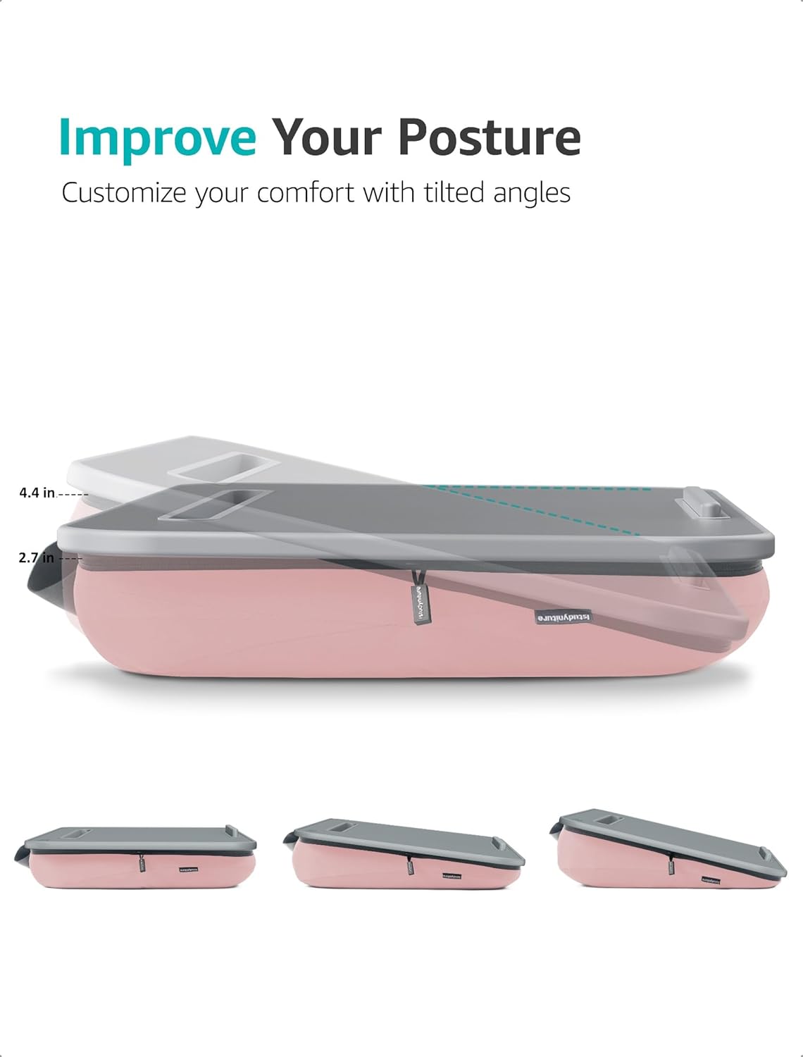Lap Desk | Portable Laptop Desk & Stand – Fits Up to 17 inch – Washable Cushion, Built-in Phone Holder – for Bed, Couch, Sofa, Floor – Writing, Reading, Home Office – Large, Pink