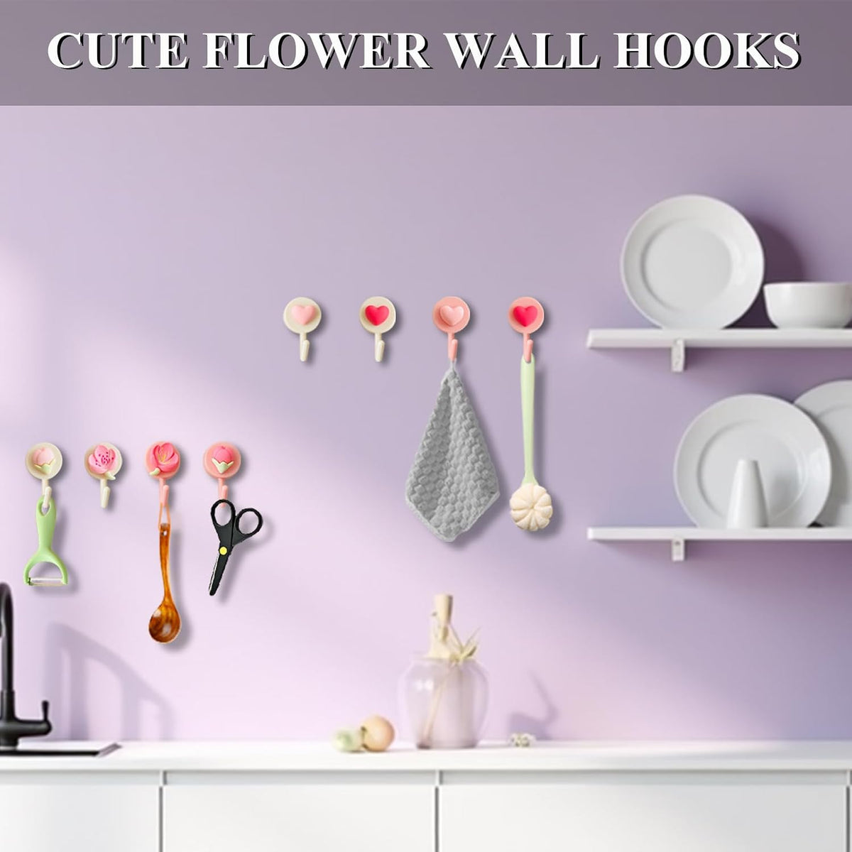 8 Pcs Cute Wall Hooks Adhesive for Hanging Lightweight Items