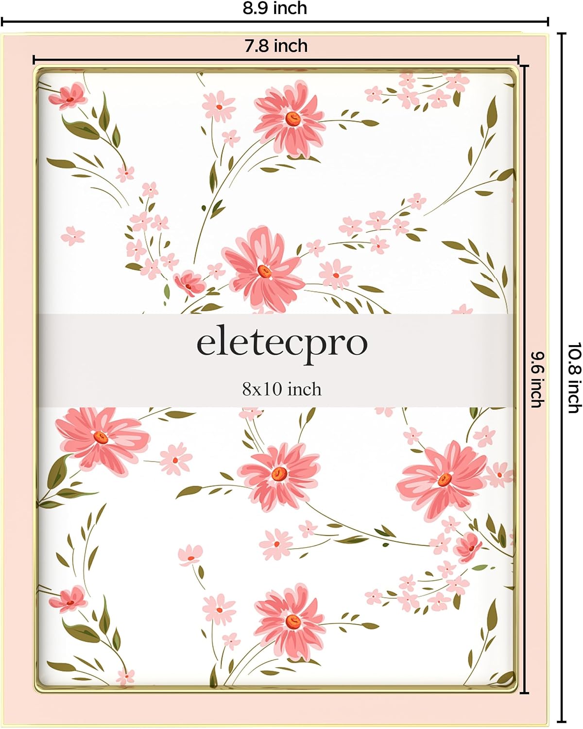8x10 Enamel Picture Frame with Real Glass Cover, Pink, 1-Pack