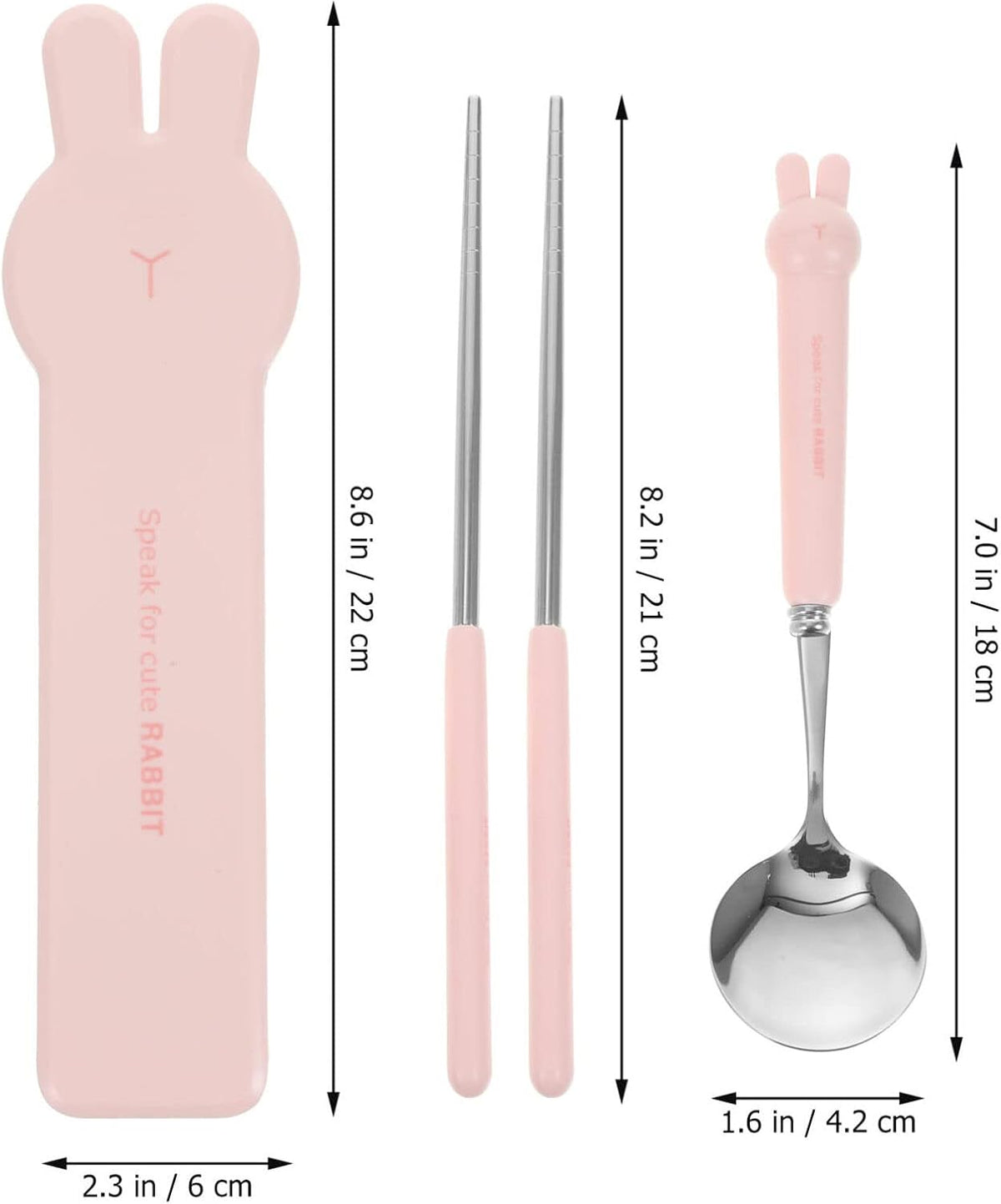 Portable Tableware Set with Spoon and Chopsticks in Cartoon Case Reusable Utensil Kit for Travel Picnic and Lunch Box Compact 8.18 Inch