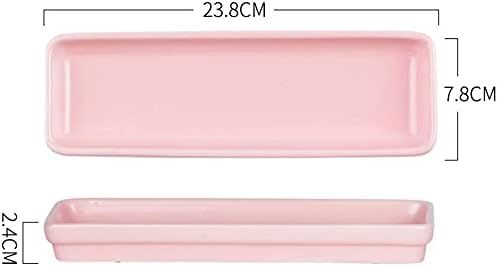 Rectangular Tray Sushi Plate Ceramic Tapas Serving Plate Ceramics Snack Tableware Tray - Pink