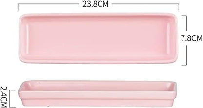 Rectangular Tray Sushi Plate Ceramic Tapas Serving Plate Ceramics Snack Tableware Tray - Pink