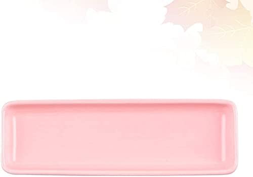 Rectangular Tray Sushi Plate Ceramic Tapas Serving Plate Ceramics Snack Tableware Tray - Pink