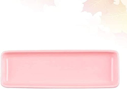 Rectangular Tray Sushi Plate Ceramic Tapas Serving Plate Ceramics Snack Tableware Tray - Pink