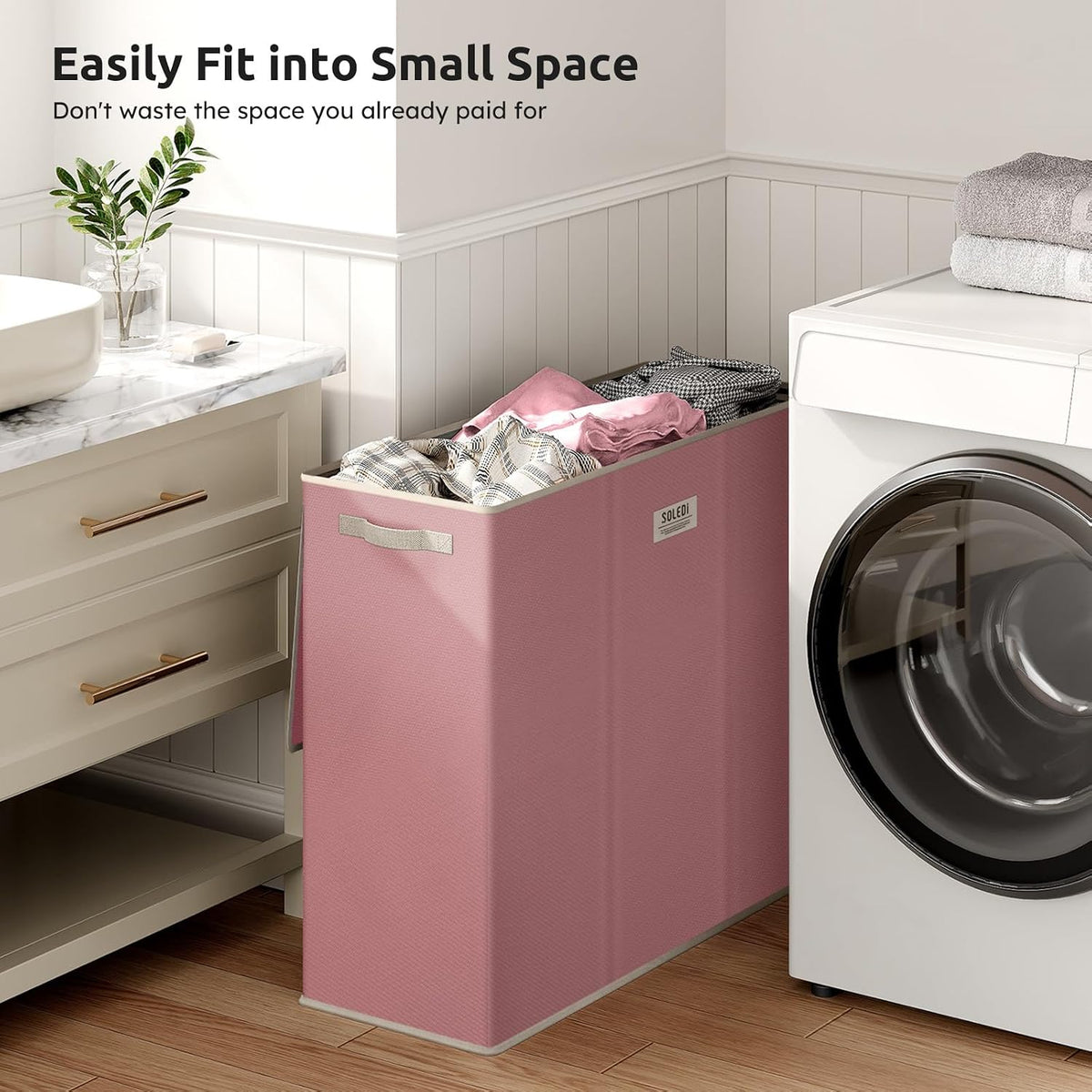 180L 3-Section Laundry Hamper with Lid, Extra Large Dirty Clothes Basket with Sturdy Handles for Laundry Room & Bedroom - Durable Organizer for Sorting Laundry