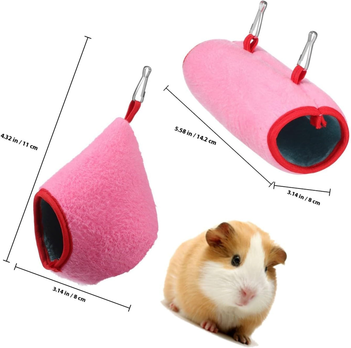 Winter Pink Cotton Pet Sleeping Bed and Resting Tunnel for Mini Small Animals, Comfortable and Soft Protection Bed Cave Nest Hideout for Small Pets in Pet's Home