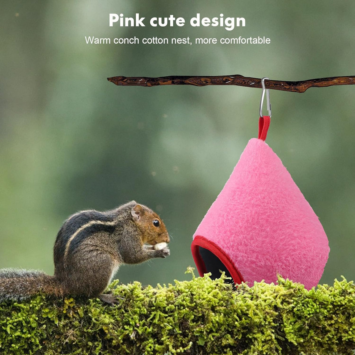 Winter Pink Cotton Pet Sleeping Bed and Resting Tunnel for Mini Small Animals, Comfortable and Soft Protection Bed Cave Nest Hideout for Small Pets in Pet's Home