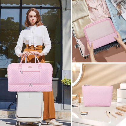 Weekender Bag for Women 21.5" Travel Duffel Large Carry On Bag 3PCS