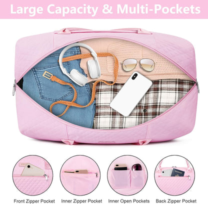 Weekender Bag for Women 21.5" Travel Duffel Large Carry On Bag 3PCS