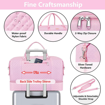 Weekender Bag for Women 21.5" Travel Duffel Large Carry On Bag 3PCS