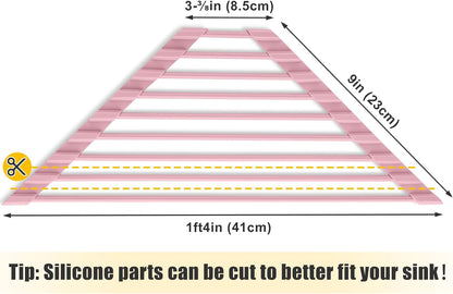 Triangle Roll Up Dish Drying Rack with Silicone Coating, Pink