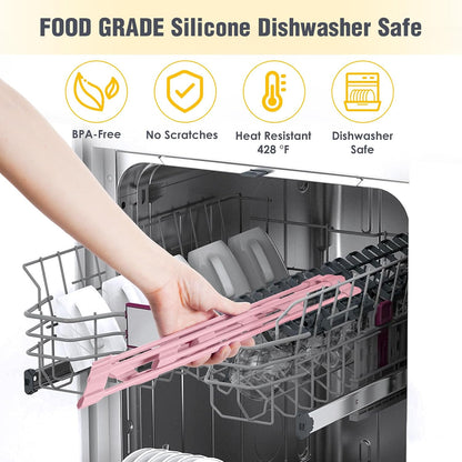 Triangle Roll Up Dish Drying Rack with Silicone Coating, Pink