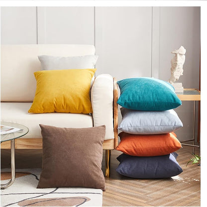 2pcs Linen Cotton Blend Pillowcases - Breathable & Textured Standard Size (16x16 inches) Solid Color Pillow Covers for All Seasons.(Light Peach Pink)