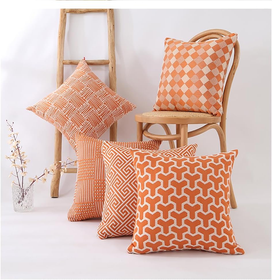2pcs Linen Cotton Blend Pillowcases - Breathable & Textured Standard Size (16x16 inches) Solid Color Pillow Covers for All Seasons.(Light Peach Pink)