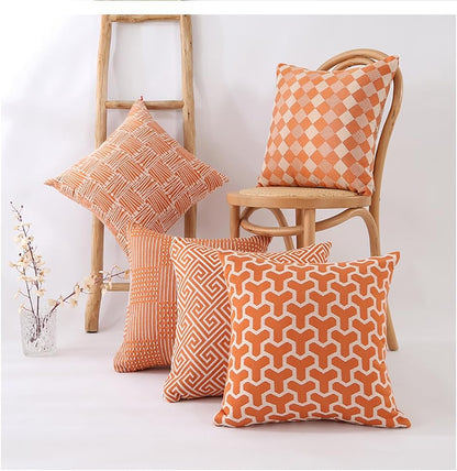 2pcs Linen Cotton Blend Pillowcases - Breathable & Textured Standard Size (16x16 inches) Solid Color Pillow Covers for All Seasons.(Light Peach Pink)