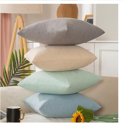 2pcs Linen Cotton Blend Pillowcases - Breathable & Textured Standard Size (16x16 inches) Solid Color Pillow Covers for All Seasons.(Light Peach Pink)