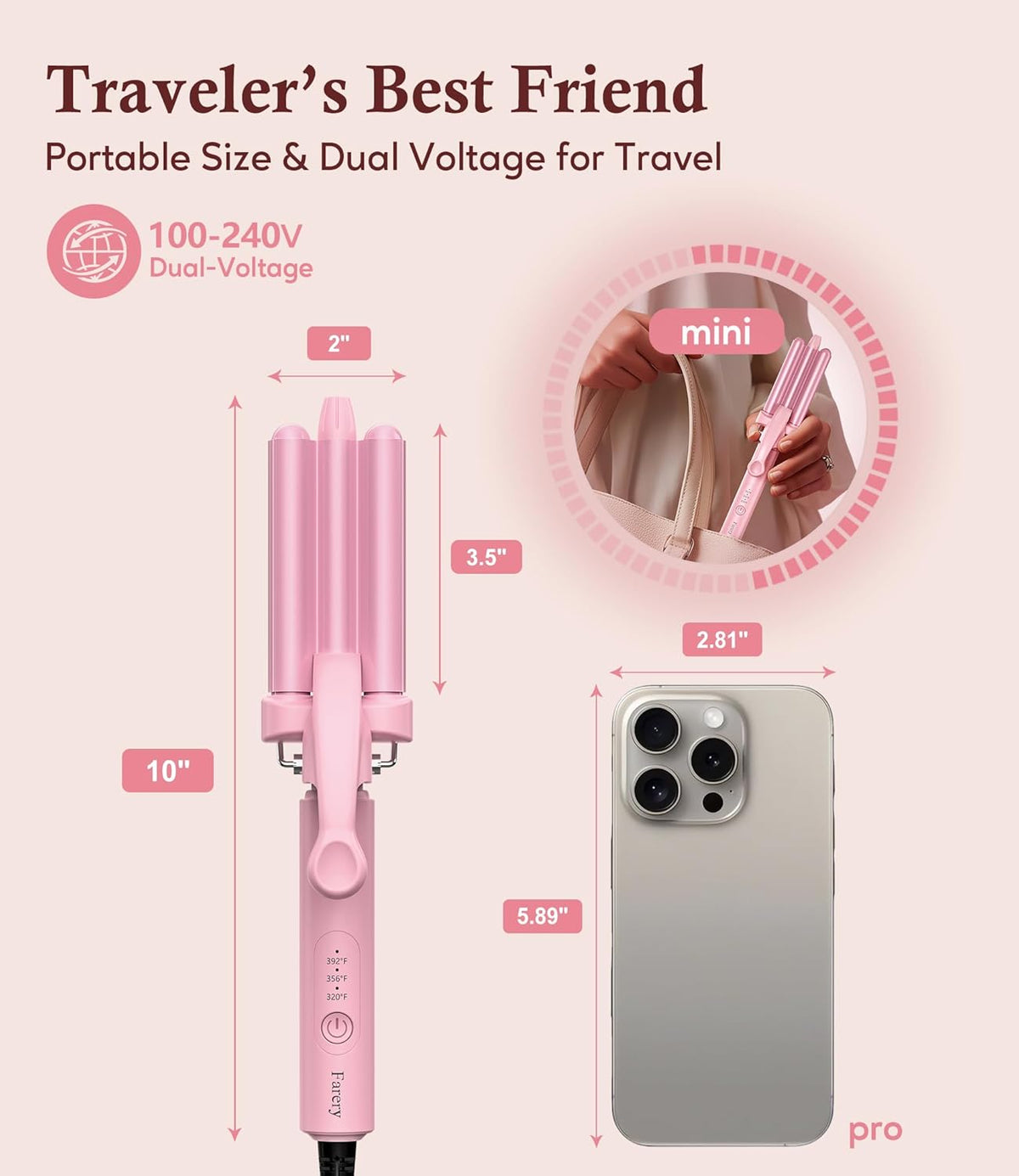 Mini Hair Waver, 1/2 Inch 3 Barrel Curling Iron for Short Hair