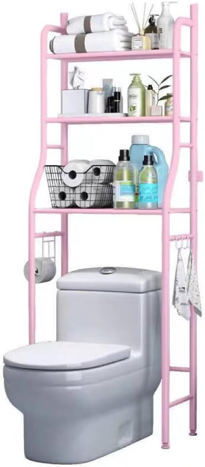 3-Shelf Bathroom Organizer Over The Toilet, Bathroom Spacesaver (Pink)