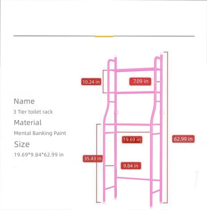 3-Shelf Bathroom Organizer Over The Toilet, Bathroom Spacesaver (Pink)