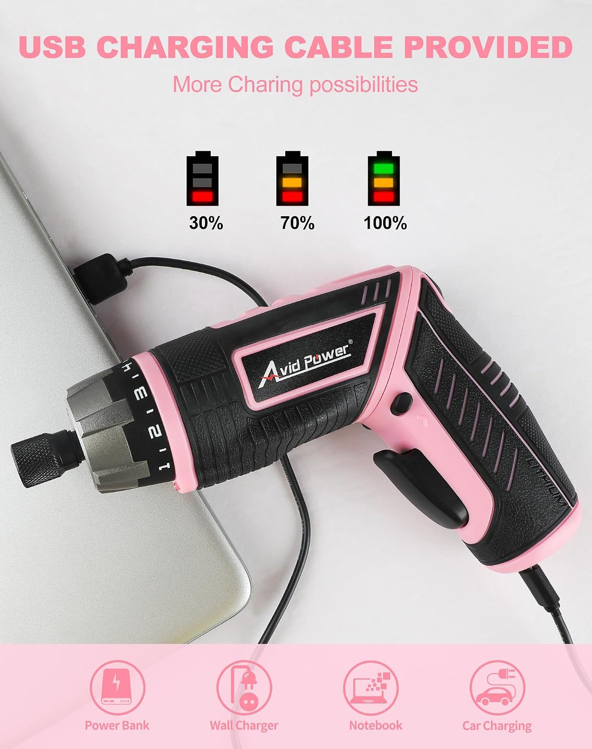 4V Electric Cordless Screwdriver Set 5.65Nm 44 Bits with Case