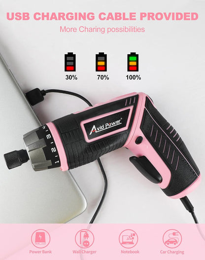 4V Electric Cordless Screwdriver Set 5.65Nm 44 Bits with Case