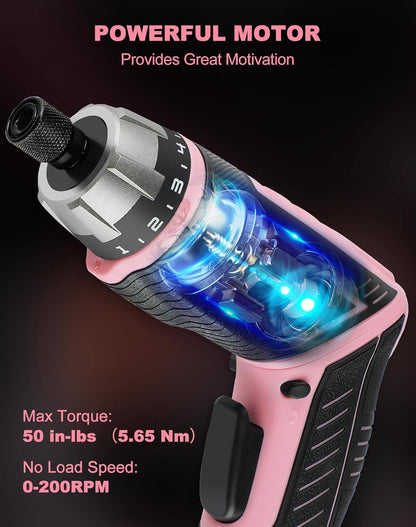 4V Electric Cordless Screwdriver Set 5.65Nm 44 Bits with Case