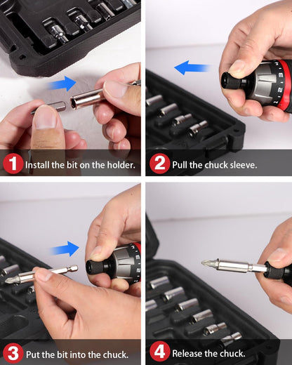 4V Electric Cordless Screwdriver Set 5.65Nm 44 Bits with Case
