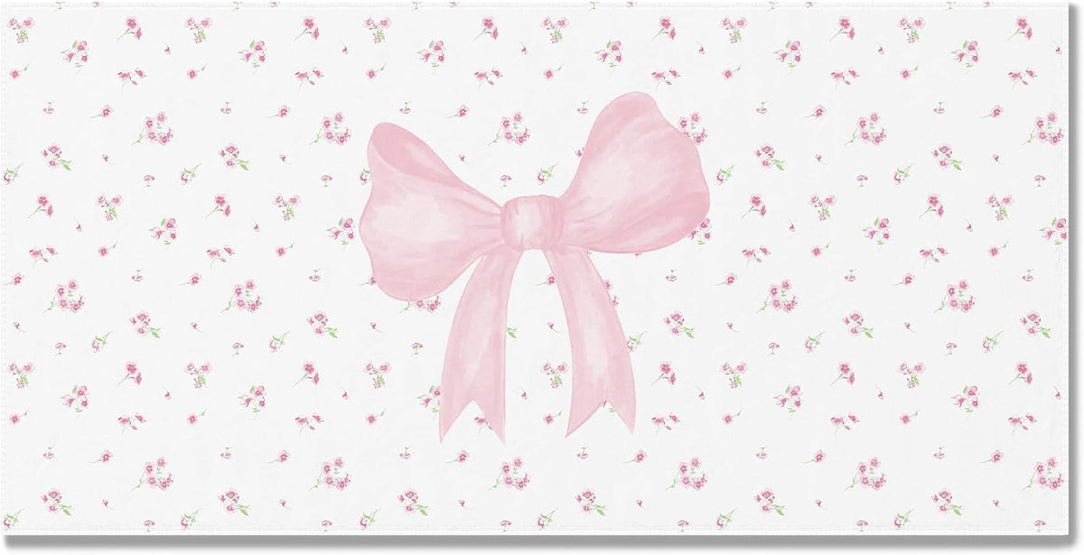 Coquette Pink Bow Floral Beach Towel 60x30 Inches, Preppy Bow Flower Girls Sand Free Swim Towels for Women Bath Swimming Pool Camping Travel, Pink Oversized XL Beach Towels