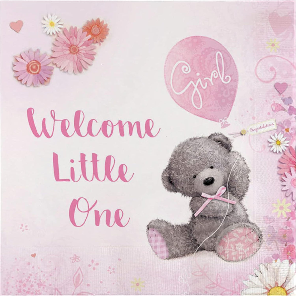 75-Pack Baby Shower Party Napkins Baby Girl Baby Pink Disposable