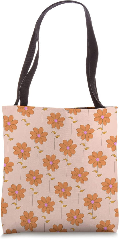 Cute Boho Botanical Flower Pattern Pastel Orange Peach Pink Tote Bag