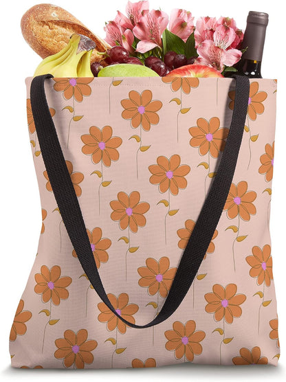 Cute Boho Botanical Flower Pattern Pastel Orange Peach Pink Tote Bag