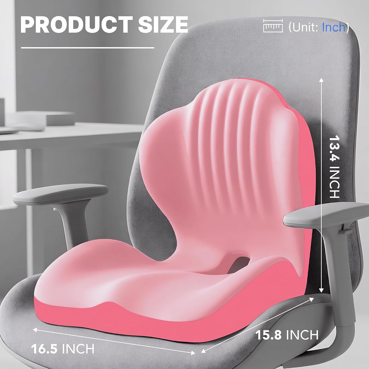 CHANCEE Ergonomic Seat Cushion with L-Shaped Design for Office Chair (Pink)