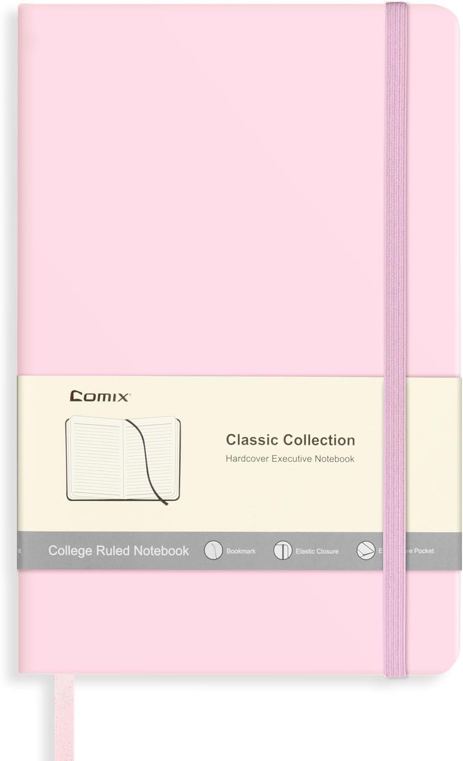 Lined Journal Notebook for Work, 240 Pages, 5.5" x 8.3", Pink