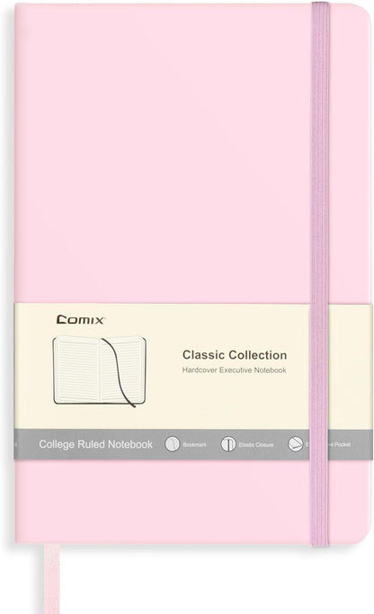 Lined Journal Notebook for Work, 240 Pages, 5.5" x 8.3", Pink