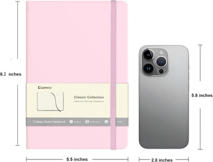 Lined Journal Notebook for Work, 240 Pages, 5.5" x 8.3", Pink