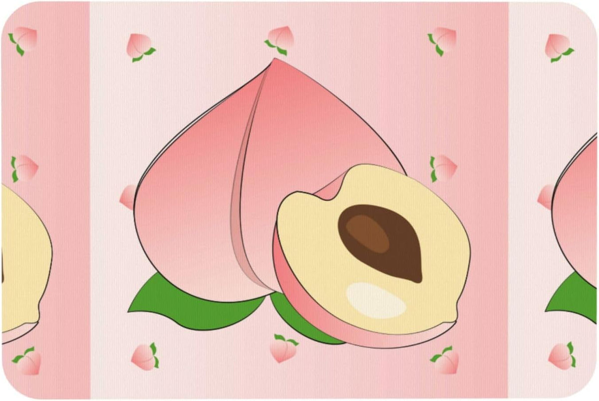 Cartoon Peach Diatomite Bath Mat 15.7x23.6in, FastDry Tech Fabric Nonslip Rubber Backing for Shower