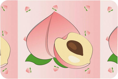 Cartoon Peach Diatomite Bath Mat 15.7x23.6in, FastDry Tech Fabric Nonslip Rubber Backing for Shower
