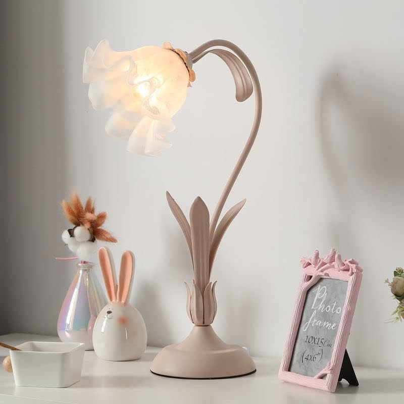Pink Victorian Style Lamp Romantic E27 Elegant LED Desk Lamp Nightstand Light Table Lamp Pink Flower Light Decor European Pastoral Night Stand Lamp