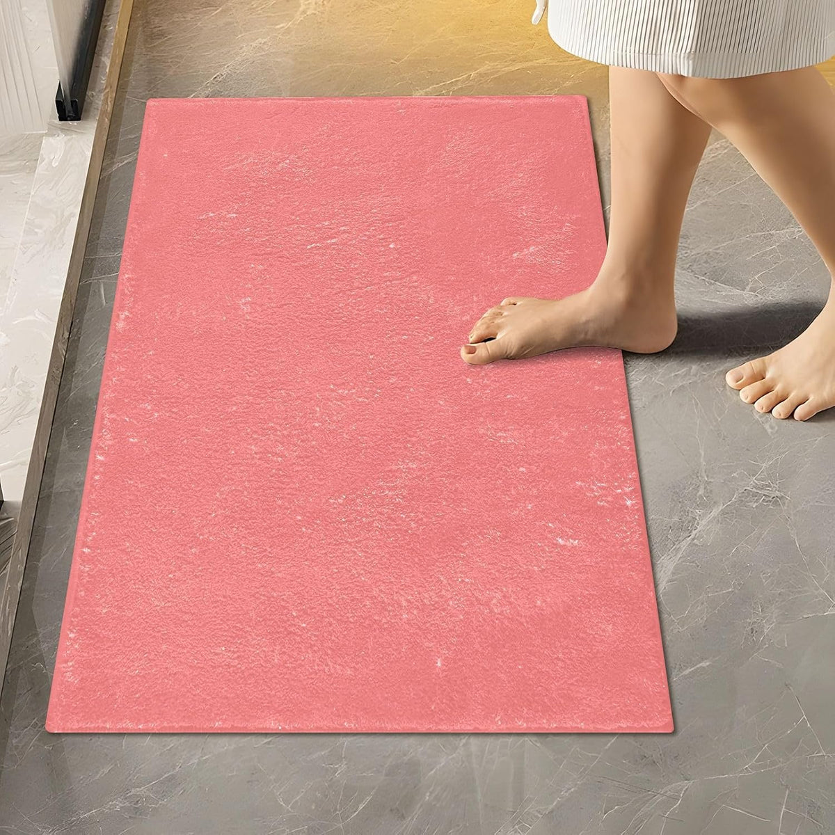 Plain Pink Solid Color Bathroom Rugs, Non Slip Dry Quickly Bath Mat, Absorbent Soft Bath Rugs for Bathroom, Toilet and Shower Floor