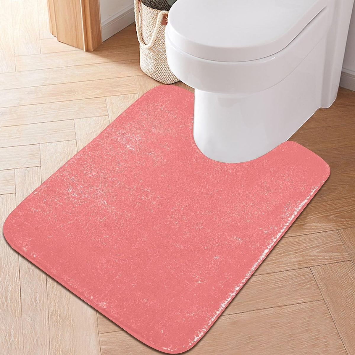 Plain Pink Solid Color Bathroom Rugs, Non Slip Dry Quickly Bath Mat, Absorbent Soft Bath Rugs for Bathroom, Toilet and Shower Floor