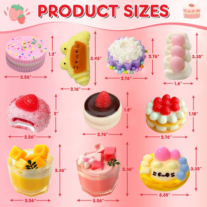 Taba Squishy 10Pack, Ultra-Realistic Dessert Cookies & Cake Squeeze Toys FuFu Sticky squishies Food Texture Stress Relief Sensory Gift for Kids, Teens Party Favors, Birthday Gift,Graduation Gifts