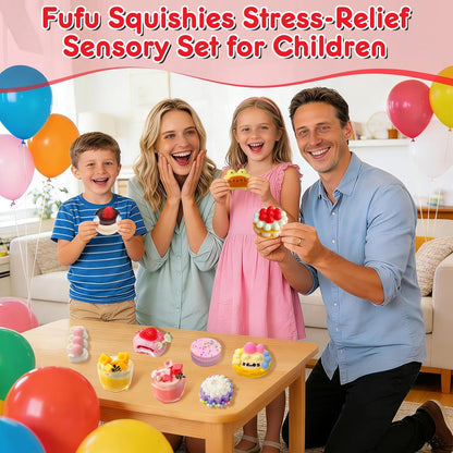 Taba Squishy 10Pack, Ultra-Realistic Dessert Cookies & Cake Squeeze Toys FuFu Sticky squishies Food Texture Stress Relief Sensory Gift for Kids, Teens Party Favors, Birthday Gift,Graduation Gifts