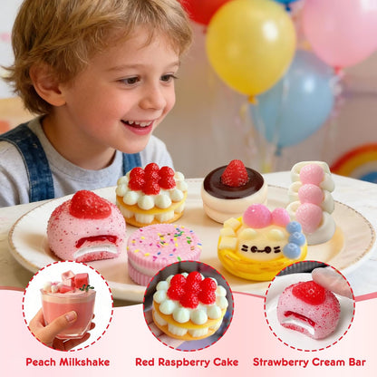 Taba Squishy 10Pack, Ultra-Realistic Dessert Cookies & Cake Squeeze Toys FuFu Sticky squishies Food Texture Stress Relief Sensory Gift for Kids, Teens Party Favors, Birthday Gift,Graduation Gifts