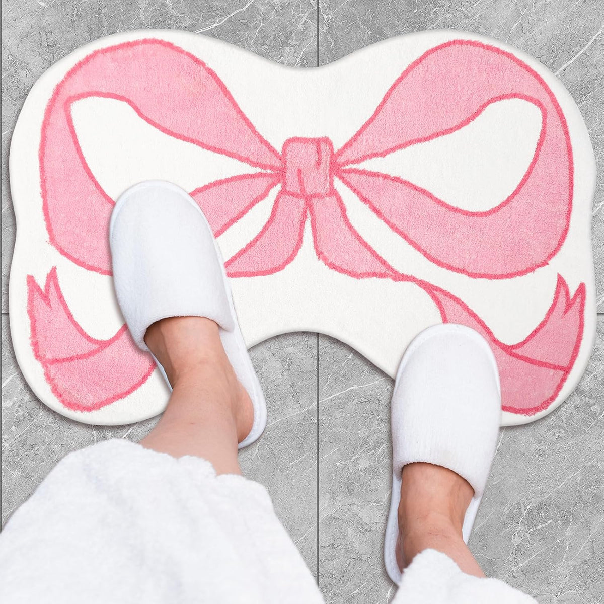 Bow Rug Mat Pink Coquette Bowknot Bathmat 20 x 30 Inch Bathroom Mat for Room Decoration Kitchen Living Room