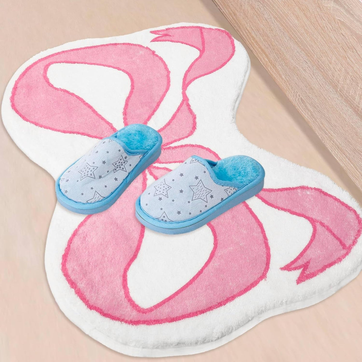 Bow Rug Mat Pink Coquette Bowknot Bathmat 20 x 30 Inch Bathroom Mat for Room Decoration Kitchen Living Room