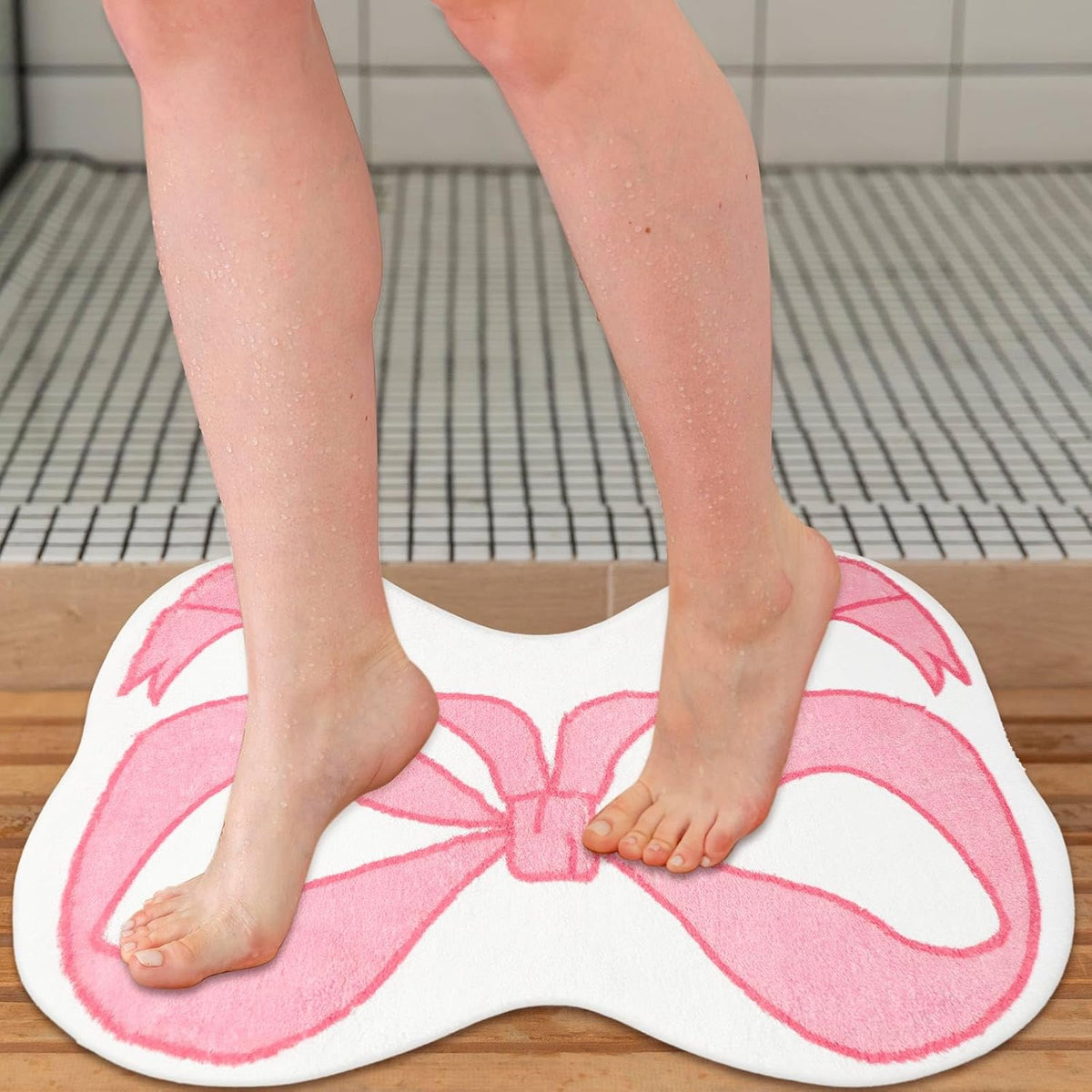 Bow Rug Mat Pink Coquette Bowknot Bathmat 20 x 30 Inch Bathroom Mat for Room Decoration Kitchen Living Room